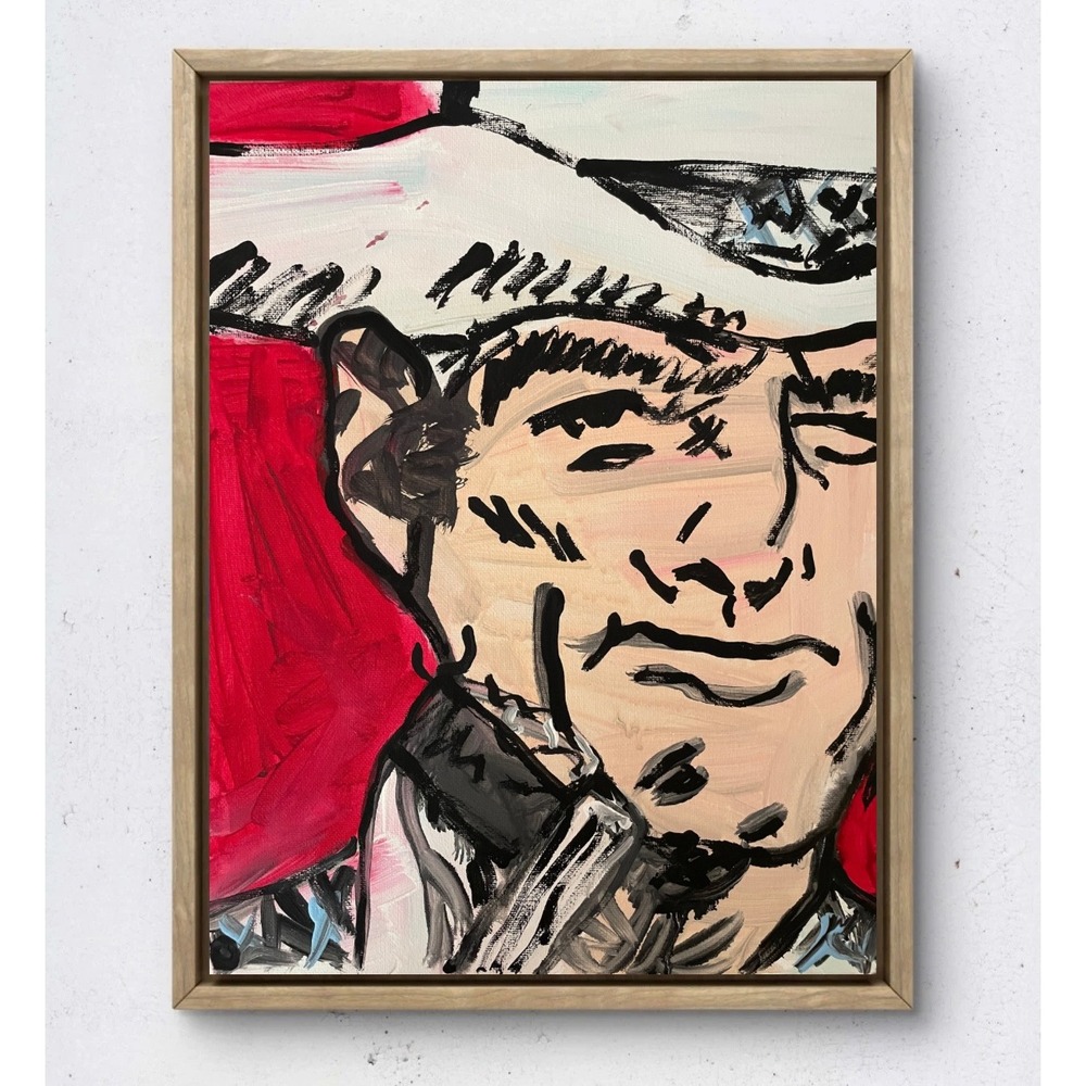 OMAN Original Cowboy Portrait Painting 11x14 Canvas Neo-Expressionist Pop Art